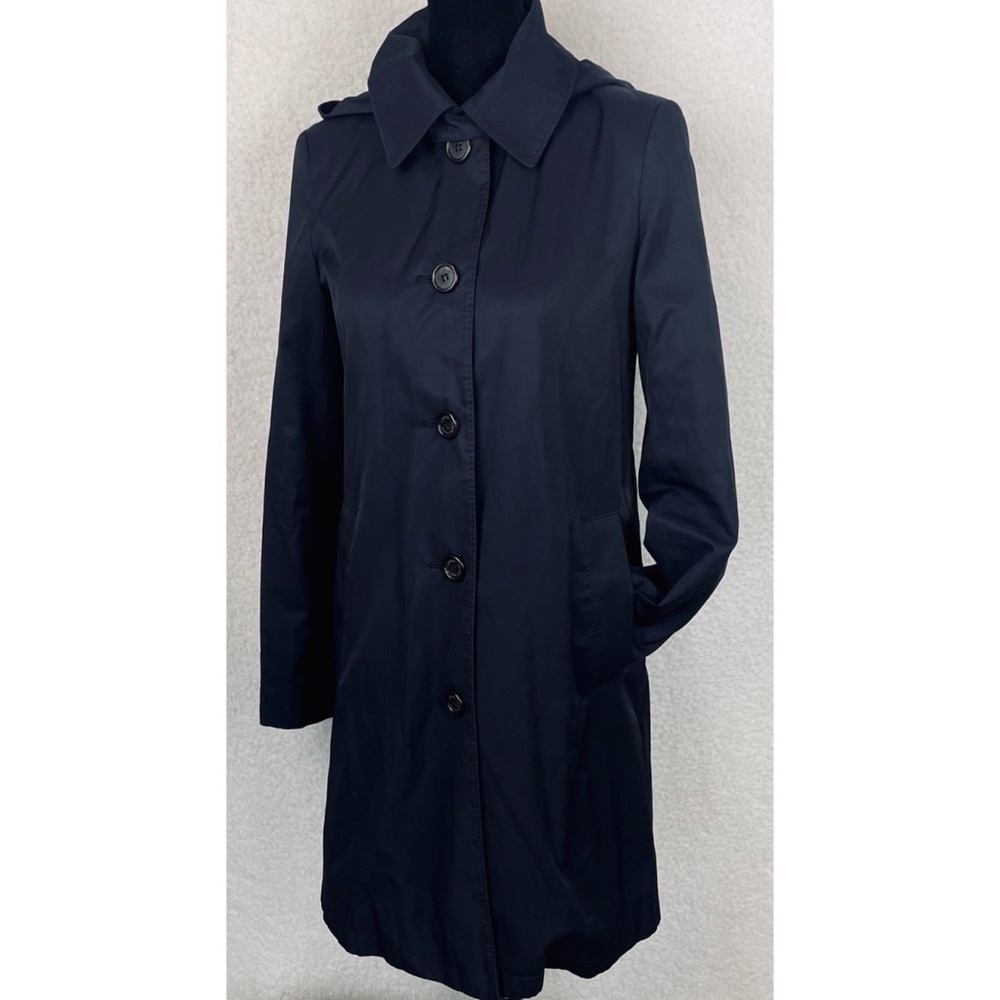 LAUREN RALPH LAUREN • Navy Blue Balmacaan Hooded Raincoat, XXS - Picture 14 of 16